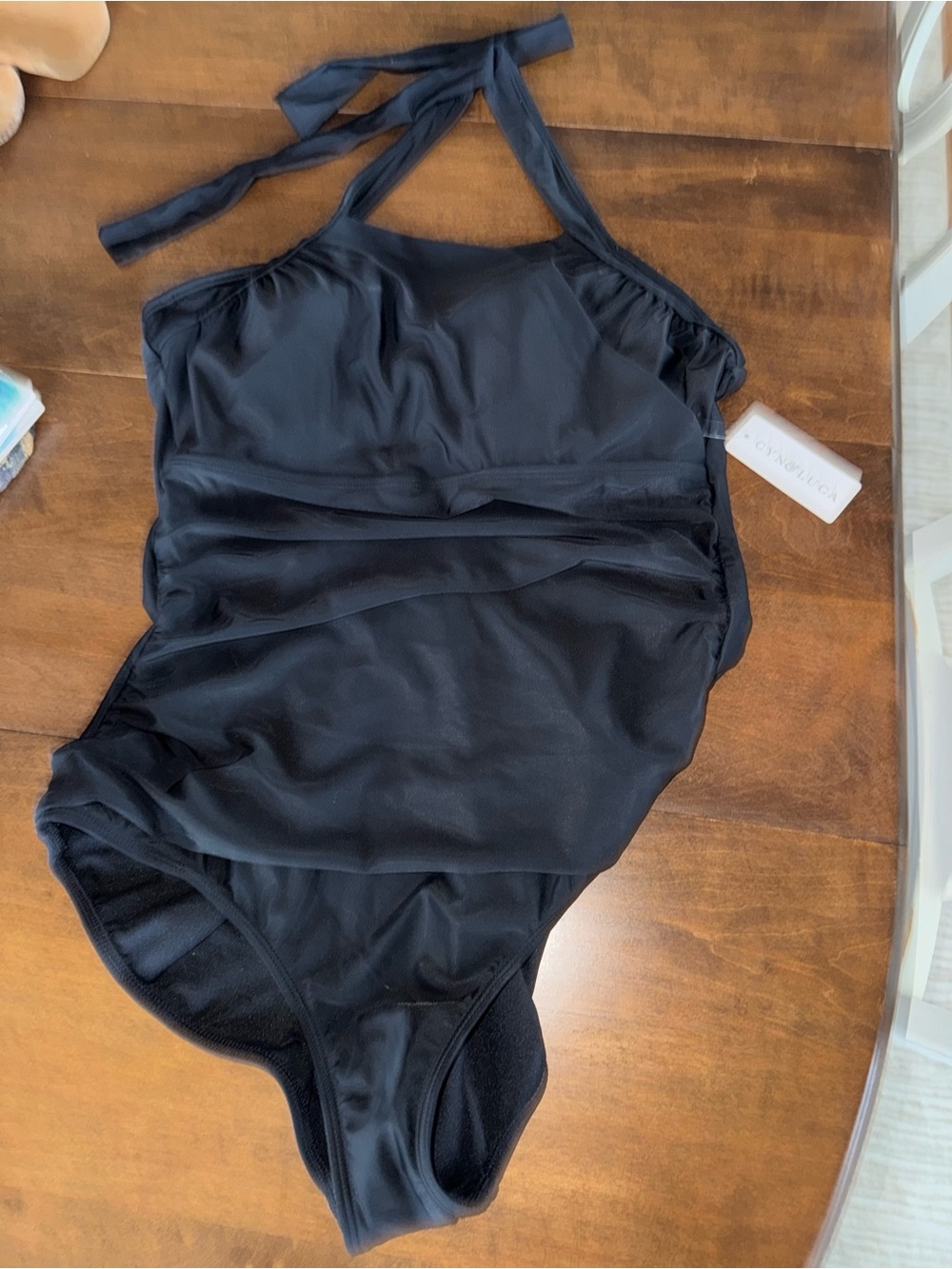 Cyn & Luca Classic Black Halter One-Piece Swimsuit